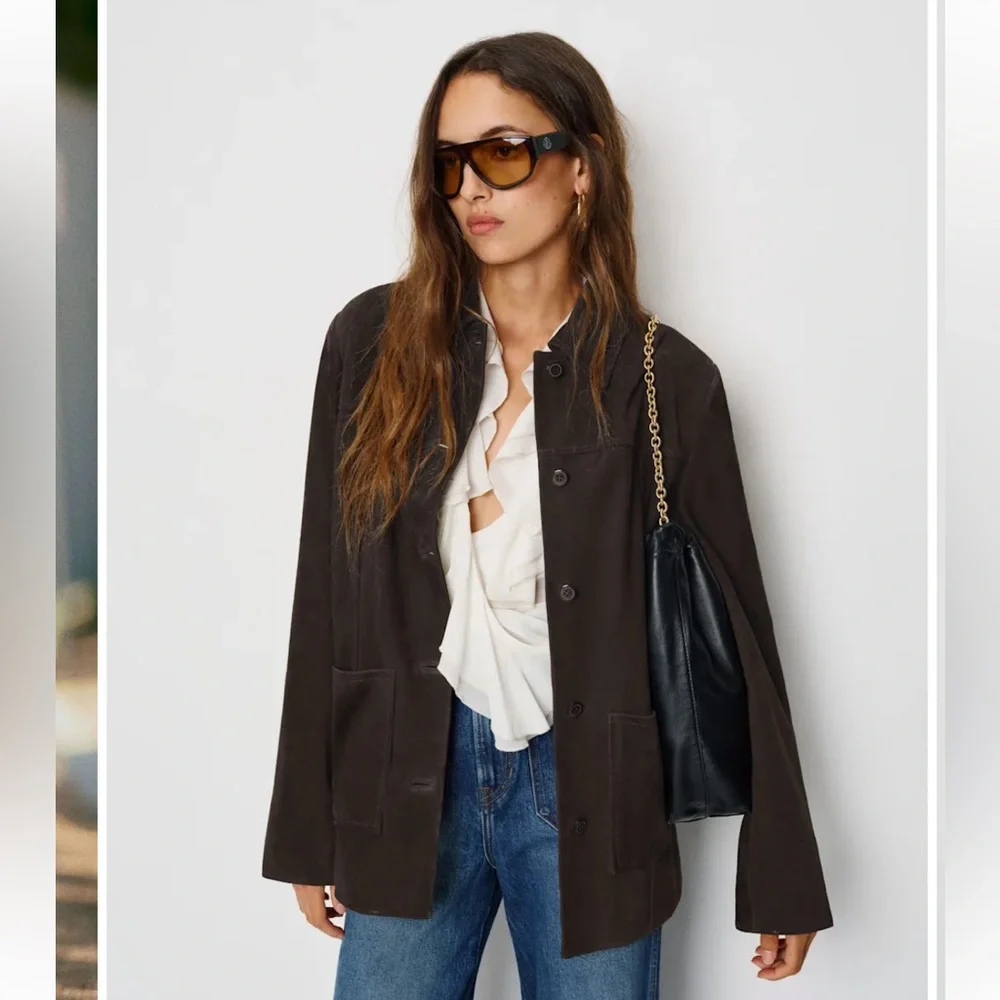 NWT Reformation Veda Lincoln Chocolate Brown Suede Shirt Jacket - Picture 2 of 13